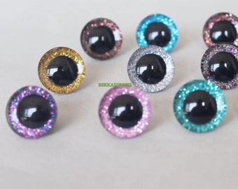 9/12/14/16/18/20/25/30/35mm 20PCs - 3D Glitter Plush Toy Safety Eyes #Amigurumi #Knitted Toy Doll #DIY Crocheting Toy Animal Craft Supplies