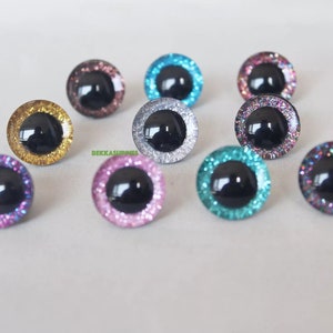 9/12/14/16/18/20/25/30/35mm 20PCs - 3D Glitter Plush Toy Safety Eyes #Amigurumi #Knitted Toy Doll #DIY Crocheting Toy Animal Craft Supplies