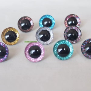 9/12/14/16/18/20/25/30/35mm 20PCs - 3D Glitter Plush Toy Safety Eyes #Amigurumi #Knitted Toy Doll #DIY Crocheting Toy Animal Craft Supplies