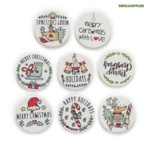 50 pezzi 20 mm/25 mm bottoni rotondi in legno con 2 fori con motivo natalizio stampato per scrapbooking bottoni decorativi