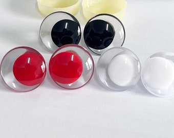 20PCs 14mm-35mm Cartoon Funny Clear Safety Eyes with Washer - Clear 3D Red/White Pupil Eyes #SideWay Eyes #DIY Amigurumi Plush making