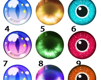 20 piezas de 8/10/12/13/14/15/16/18/20/25 mm - Ojos redondos de gato, cabujones de vidrio redondos, ojos planos, manualidades para muñecos de peluche
