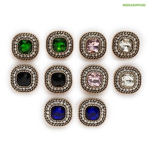 5PCs 18mm 23mm 25mm Rhinestone Metal Shank Button - 5 colors