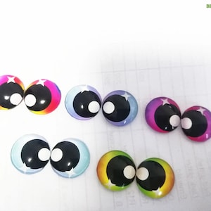 10/12/14/15/16/18/20/25mm 20PCs Round Funny Style Cartoon Eyes Round Glass Cabochons-Flat Back Glass Eyes #Toy Doll Plush Craft Making