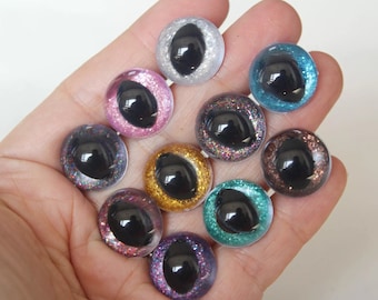 20PCs 12mm-24mm Glitter Safety Cat Doll Eyes with Washer #puppet dragon teddybear #Amigurumi #Crocheting Knitted Toy Animal DIY