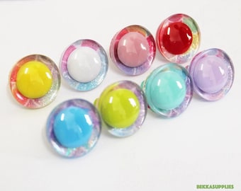 25 mm [10 paires] 3D yeux de sécurité pour les élèves avec paillettes colorées et rondelle # DIY amigurumi peluche fabrication de poupées