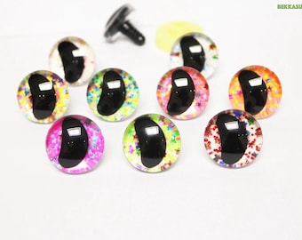 20 ojos de seguridad transparentes 3D de 16-20-25-30 mm con pupila negra, ojos divertidos + color brillante y arandela #DIY para hacer muñecos de peluche amigurumi