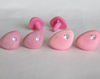 50 pezzi - dimensioni 30 mm / 35 mm - naso di sicurezza triangolare peluche rosa con rondella - 1 colore