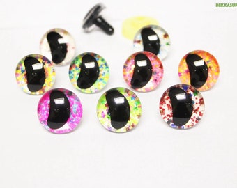 20PCs 16-20-25-30mm 3D Clear Safety Eyes with Black Pupil Funny Eyes + Glitter Colour & Washer #DIY amigurumi plush stuffed doll toy making