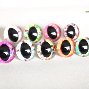 10-12-14-16-18-20-25-30mm 20PCs 3D Glitter 3D Cat Safety Eyes with Washer #3D safety eyes #DIY animal plush stuff crochet amigurumi making