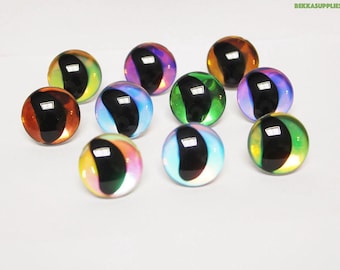 20 ojos de seguridad transparentes 3D de 16-18-20-25-30 mm con pupila negra, ojos divertidos + color brillante y arandela #DIY para hacer muñecos de peluche amigurumi