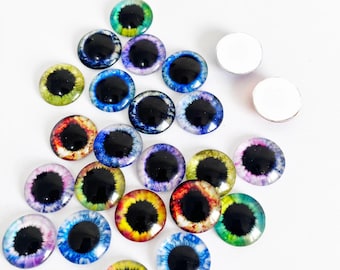 8/10/12/13/14/15/16/18/20/25mm 20PCs ojos redondos cabujones de vidrio redondos-ojos de vidrio de espalda plana #juguete muñeca peluches fabricación artesanal