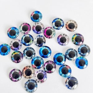 8/10/12/13/14/15/16/18/20/25mm 20PCs - Round Eyes Round Glass Cabochons-Flat Back Eyes #Toy Doll Plushies Craft Making