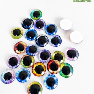 8/10/12/13/14/15/16/18/20/25mm 20PCs Round Eyes Round Glass Cabochons-Flat Back Glass Eyes #Toy Doll Plushies Craft Making