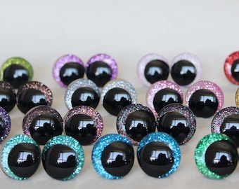 10 paar 12 mm-40 mm cartoon 3D glitter pluche amigurumi grappige veiligheidsogen met ring en glitterkleuren