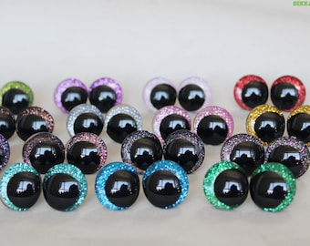 12mm 14mm 16mm 18mm 20mm 25mm 30mm [10 Paar] - Cartoon 3D Glitzer Plüschaugen mit Waschmaschine #DIY Amigurumi Plushies Craft