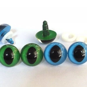 18mm - 40PCs Blue and Green Safety Cat Eyes with washer #DIY amigurumi crochet plush doll toy making