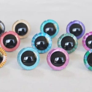 9-35mm [10 Pairs] Colorful 3D Safety Eyes washer #Doll animal craft #DIY Amigurumi Knitted Plush Stuffed toy making