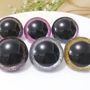 30/40/50mm 12PCs(6 Pairs) Big Size Round Glitter Toy Safety Eyes with washer #DIY amigurumi crochet plush doll toy making
