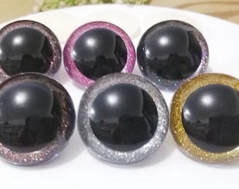 30/40/50mm 12PCs(6 Pairs) Big Size Round Glitter Toy Safety Eyes with washer #DIY amigurumi crochet plush doll toy making