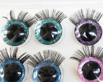1 box 4 Pairs 30mm Mix Colour Glitter 3D Safety Eyes with Eyelashes and washer #DIY Toy Doll Crochet Knitted Plush Amigurumi Animal Craft