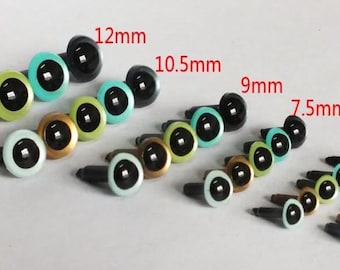 40PCs Size 4.5mm 6mm 7.5mm 9mm 10.5mm 12mm Coloured Toy Doll Safety Eyes with metal washer