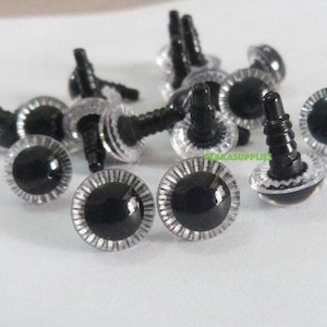 40PCs Size: 12mm 14mm 15mm Clear Safety Eyes with Glitter Look and Washer for DIY amigurumi plush stuffed doll toy animal making (20 Pairs)