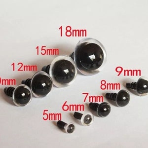 100PCs 5-6-7-8-9-10-12-15-18mm Clear Round Safety Eyes with washer #DIY amigurumi crochet plush doll making