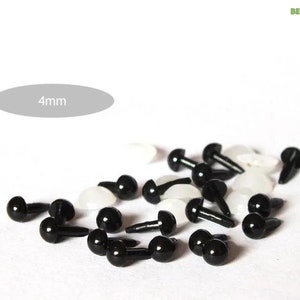 4mm 100PCs Black Toy Safety Eyes with washer for doll plush animal making