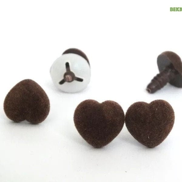 20PCs 15mm 18mm Brown Love Shape Plush Toy Safety Nose with washer #DIY amigurumi crochet plush doll toy making