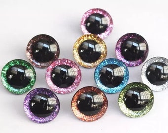 9/12/14/16/18/20/25/30/35 mm - 20 stuks gevulde pluche 3D glitter veiligheidsogen #amigurumi/gebreid/haken pop speelgoed dier DIY ambachtelijk project