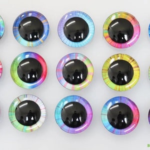 9-12-14-16-18-20-25-30-35mm 20PCs Glitter 3D Safety Eyes with Washer #DIY amigurumi crochet plushies stuffies making--QTY: 10 Pairs