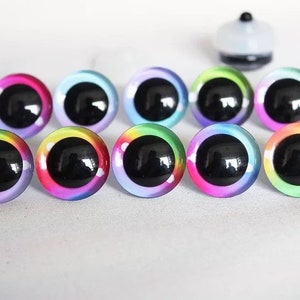 9-12-14-16-18-20-25-30-35mm 20PCs Doll Toy Glitter 3D Safety Eyes with Washer #DIY amigurumi crochet plushies stuffies making--QTY: 10 Pairs