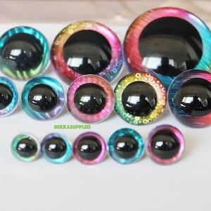 13-50mm - 20PCs Glitter Clear Round Plush Doll Toy Animal Safety Eyes with washer