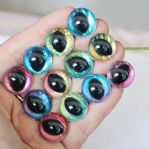 13-25mm - 20PCs Glitter Safety Eye Cat Doll Eyes with Washer #puppet dragon bear #amigurumi #toy animal crochet plushies craft eyes