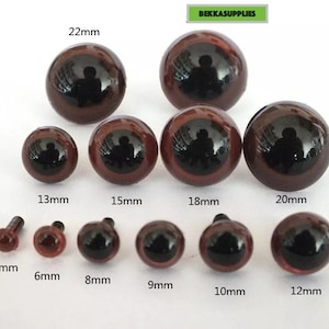 Size: 5mm-20mm--Brown Colour Safety Eyes + Washer [50 Pairs]