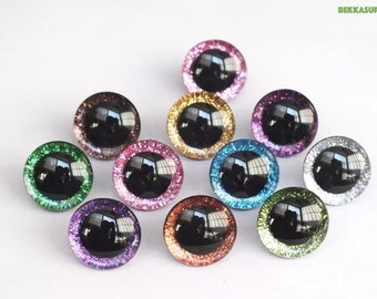 9/12/14/16/18/20/25/30/35/40mm - 20PCs Stuffed Plush 3D Glitter Safety Eyes #Amigurumi/Knitted/Crocheting Doll Toy Animal DIY Craft Project