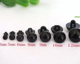 4/5/6/8/9/10/12mm 100PCs(50 Pairs) - Black Sewing Shank Toy Safety Eyes #crochet knitted amigurumi doll toy animal craft supplies