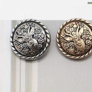 10PCs 15mm 20mm 25mm Deer Head Round Metal Button in Gold or Silver Design with Shank Style #DIY sewing needlework blazer jacket coat button
