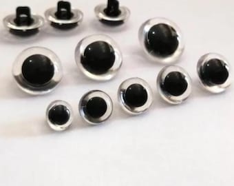 40PCs 9mm 10.5mm 12mm 13.5mm 16.5mm 18mm DIY Sewing Style Transparent Clear Toy Safety Eyes #DIY toy doll animal amigurumi making (20Pairs)