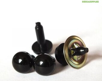 7.5mm 100pcs Black Toy Safety Eyes with Straight Leg Stem and Metal washer #Amigurumi Doll Knitted Toy DIY Plush Stuffed Toy Animal Craft