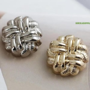 10 pcs 18 mm 23 mm Noeuds d'or Noeuds d'argent Boutons en métal style tige # DIY vêtements couture tricot pardessus veste blazer boutons de manteau