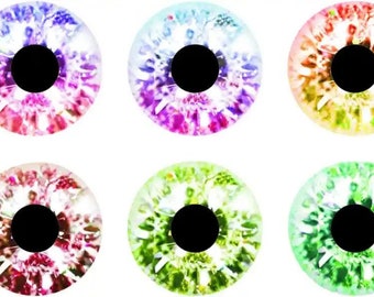 20 piezas de 8/10/12/13/14/15/16/18/20/25 mm - Ojos redondos, cabujones de vidrio redondos, ojos planos, manualidades para muñecos de peluche
