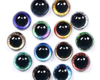 8/10/12/14/16/18/20mm 20PCs - Super Thin Flat Back Blyth Doll Eyes Round Glass Cabochon #DIY Amigurumi Plush Doll Toy