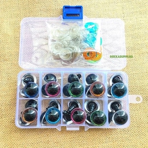 Bulk-pack 16mm Kawaii Safety Eyes With Washers: 20 Pairs Amigurumi