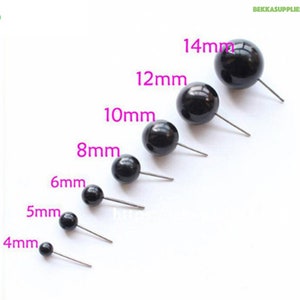 4-14mm - 100PCs DIY needle felt black bead glass eyes #Plush Stuffed Animal TeddyBear Amigurumi Craft #DIY Doll Toy Making