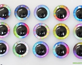 9-12-14-16-18-20-25-30-35mm 20PCs Glitter 3D Safety Eyes with Washer #DIY amigurumi crochet plushies stuffies making--QTY: 10 Pairs