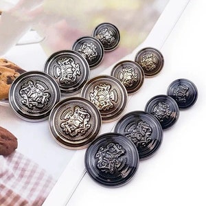 15mm 20mm 25mm 10PCs - Retro Style Round Metal Shank Button--Black/Gold/Silver option