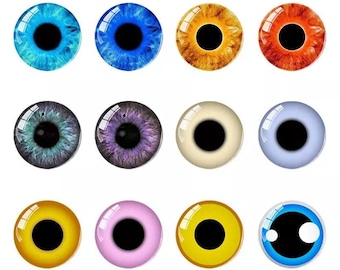6/8/10/12/14/16/18/20mm 20PCs - Puppenaugen Runde Glas Cabochons #Toy Puppe DIY Mix Pupil Eye Cameo