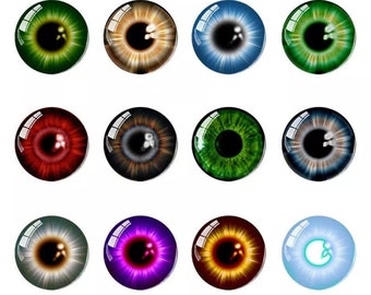 6/8/10/12/14/16/18/20mm 20PCs - Doll Eyes Round Glass Cabochons #Toy Doll DIY mix Pupil Eye Cameo